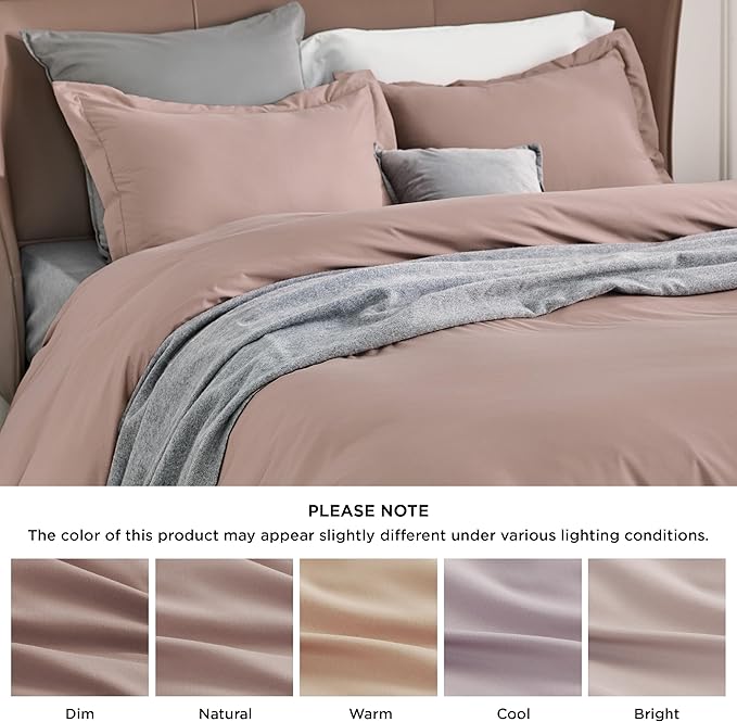 Bedsure Duvet Cover Full Size - Soft Double Brushed Bedding Set for Kids & Adults, Zipper Closure, 3 Pieces, Includes 1 Duvet Cover (80"x90") & 2 Pillow Shams, NO Comforter, Dusty Rose