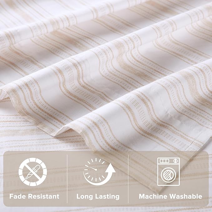 Comfort Spaces 100% Cotton Sheets Twin XL, Breathable, Naturally Cool Cotton Sheets, Cotton Bed Sheets with 12" Elastic Pocket Fits up to 14" Mattress, All Seasons Sheet Set, Good Vibes Taupe 3 Piece