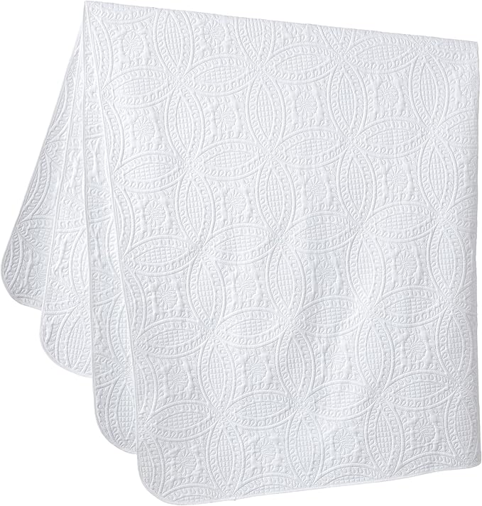 Chezmoi Collection 3 Piece 118 by 106" Austin Oversized Bedspread Coverlet Set, King, White