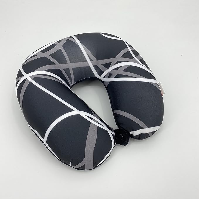 Bookishbunny U Shaped Micro Beads Microbead Neck Head Support Travel Pillow, 12"x12"x4" (WaveBlack)
