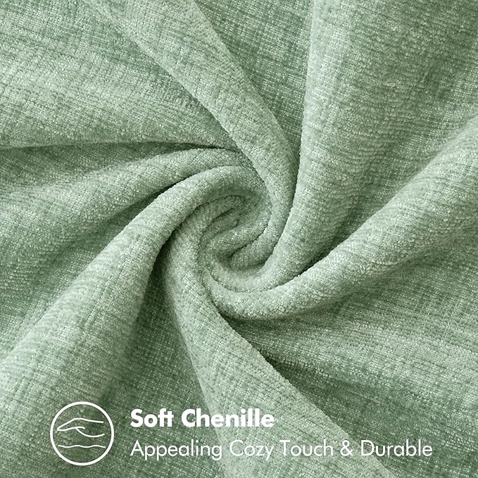 MIULEE Pack of 2 Couch Throw Pillow Covers 18x18 Inch Greyish Green Farmhouse Decorative Pillow Covers with Stitched Edge Soft Chenille Solid Dyed Spring Pillow Covers for Sofa Bed Living Room