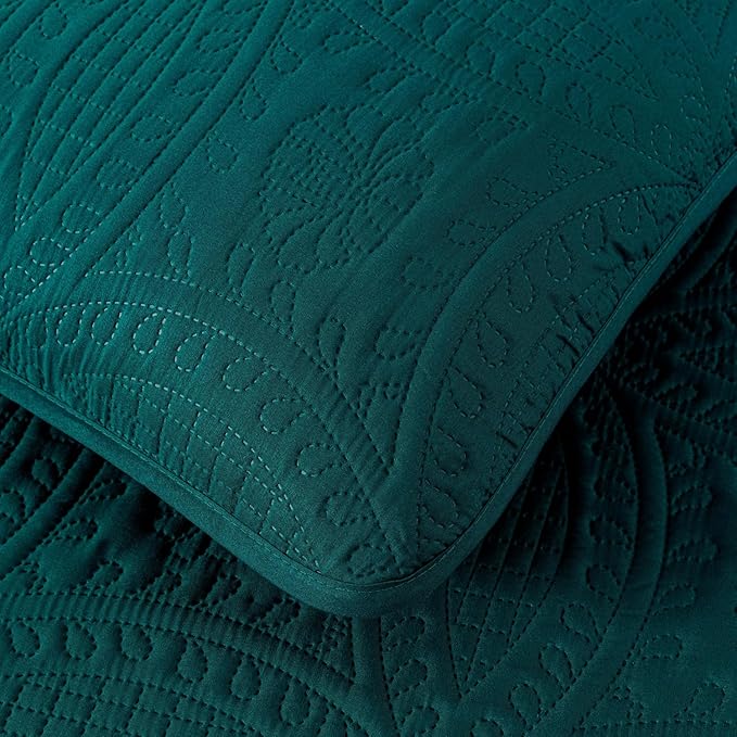 Chezmoi Collection Austin 3-Piece Oversized Bedspread Coverlet Set (King, Teal)