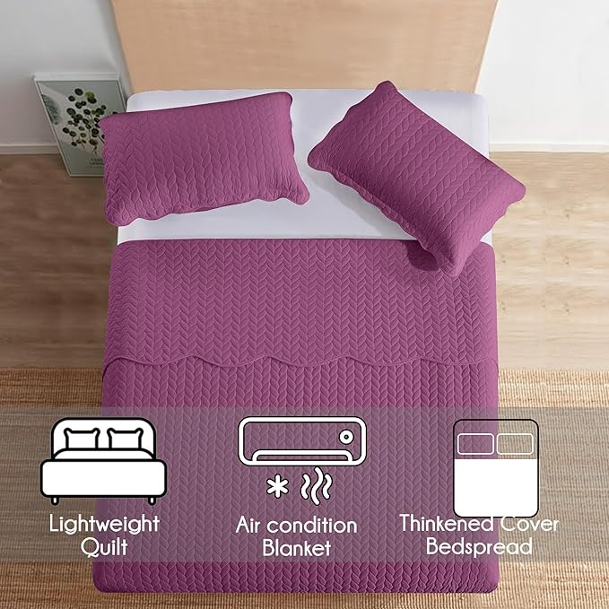 IR Imperial Rooms 8 Pack California King Quilt Bedding Set (118"x106") - Bulk Wholesale for Hotels, Guest Bedroom & Airbnbs - Lightweight Microfiber Reversible Embossed Quilts Bedspread (Purple)
