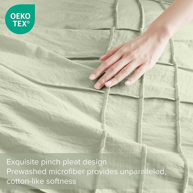 Comfort Spaces Sage Full Size Duvet Cover Set - 3-pc Pintuck Pleated Duvet Cover, All Season Lightweight, Extra Softness Pre-Washed Microfiber Full Bed Cover Shams, Full