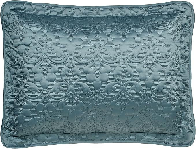 Cambridge Classic Luxury Bedding | Bold Blue Shadow Solid Color Polyester Satin | Elaborate Damask Quilting | 2 Piece Bed Set Includes Twin Bedspread and Standard Pillow Sham | Also Fits Twin XL Beds