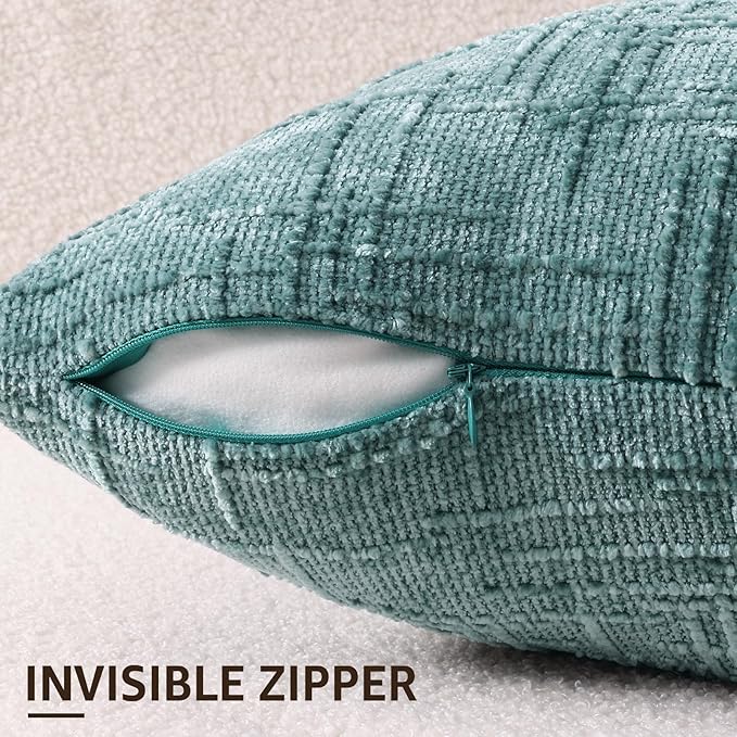 decorUhome Spring Teal Chenille Euro Sham Throw Pillow Covers 22x22 Set of 2 Textured Soft Cozy Slubby Couch Pillow Covers Modern Farmhouse Boho Decorative Pillow Cases for Bed Sofa Living Room