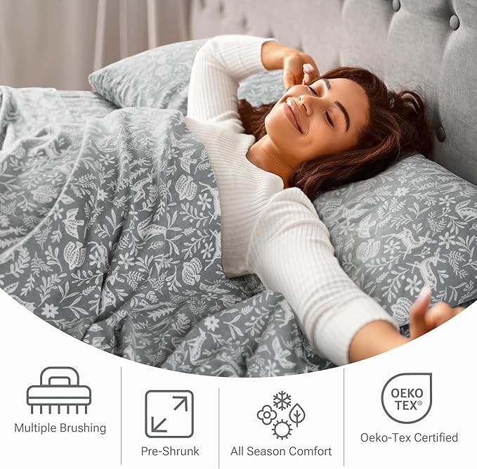 True North by Sleep Philosophy Flannel Sheets King Size, Cozy 100% Cotton Flannel Bed Sheets, Ultra Soft Cute Sheet Set, Novelty Print Themed Cold Weather Warm Bedding Set, Sage Winter Fauna, 4 Piece