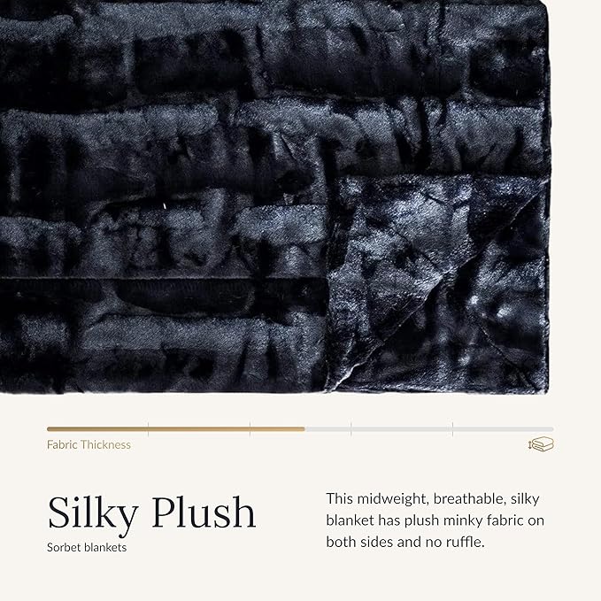 Minky Couture Sorbet Blanket - Ultra-Soft Throw for Silky Smooth Comfort - Premium Decorative Throw Blanket - Midweight, Breathable Fabric - Machine Washable Travel, Black