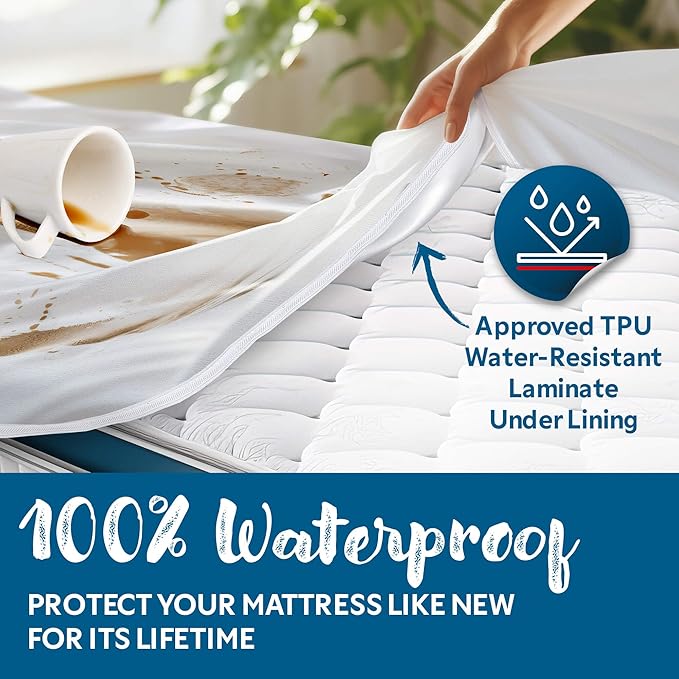 Guardmax Jersey Knitted Queen Zippered Mattress Encasement with Deep Pockets - Waterproof & Bed Bug Proof Mattress Protector - Comfortable, Soft, and Noiseless Zippered Bedding - (60x 80 x 18)