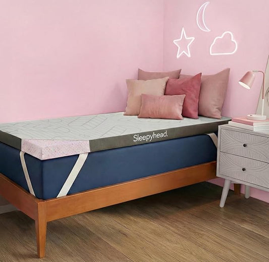 Sleepyhead Twin XL 2 Inch Super Memory Foam Mattress Topper for College Dorm – Copper & Gel Infused, Cooling, Washable Cover, Thick & Comfortable Mattress Pad, Dorm Room Essentials (XL Twin 2")