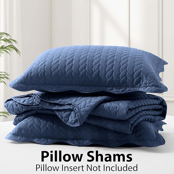 MOONLIGHT20015 Twin Quilt Bedding Set (68” x 86”) - Bulk Pack of 10 Wholesale for Hotels, Guest Bedroom & Airbnbs - Lightweight Microfiber Reversible Embossed Quilts Bedspreads (Washed Blue)
