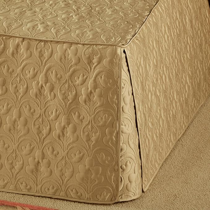Cambridge Classic Luxury Bedding | Golden Bronze Solid Color Polyester Satin | Elaborate Damask Quilting | 2 Piece Bed Set Includes Twin Bedspread and Standard Pillow Sham | Also Fits Twin XL Beds