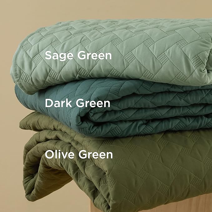 Bedsure Quilts King Size - Lightweight Bedspreads King Size with Basket Weave Pattern, Soft Quilt Bedding, Sage Green Comforter Coverlet for All Seasons (106" x 96")