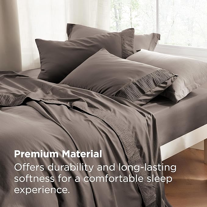 Bedsure Twin Sheets Set - 3 Pieces Soft Twin Bed Sheets - Breathable & Cooling - Hotel Luxury - Easy Care Polyester Microfiber Bedding for Women, Men, Taupe
