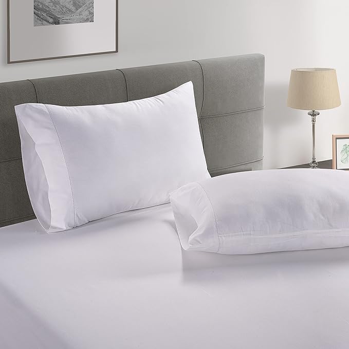 LANE LINEN 100% Organic Cotton King Sheet Set, 4Pc Cotton Sheets King Size, Breathable Bedding Sheet & Pillowcases, Hotel Luxury Bed Sheets Set, 15" Deep Pocket - White King Sheets (2 Pack)