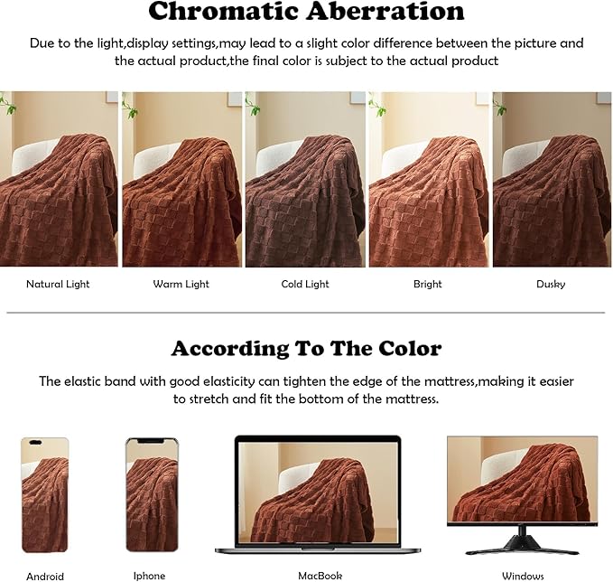 NEWCOSPLAY Super Soft Throw Blanket Coffee Premium Silky Flannel Fleece 3D Checkered Lightweight Bed Blanket All Season Use (Coffee Checkered, Throw(50"x70"))