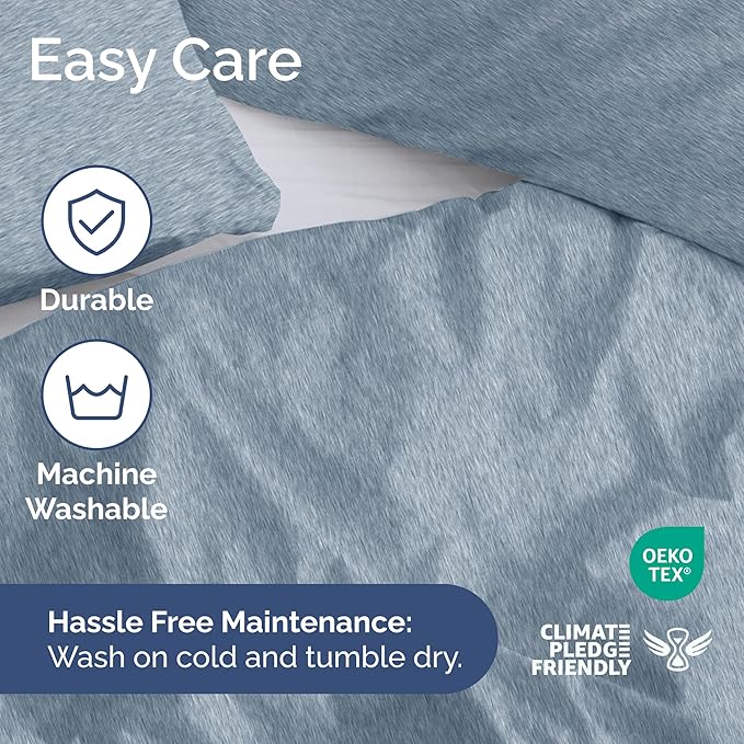 Duvet Cover Twin/Twin XL Size - Extra Soft Twin/Twin XL Size Duvet Cover - Lightweight, Breathable & Cozy w/ Zipper Closures and Ties - 68" x 90" Inches - (Heathered Blue) Comforter Not Included