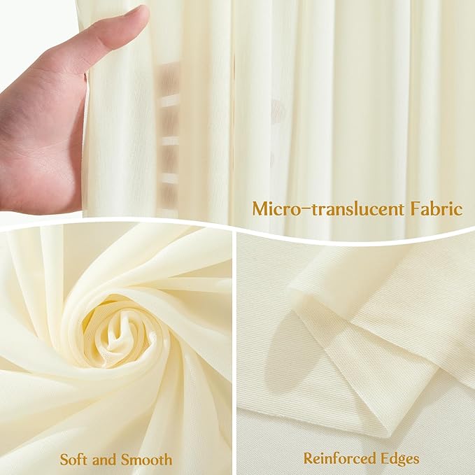 40ft×10ft Champagne Ceiling Drapes for Weddings Events Wrinkle-Free Polyester Ceiling Backdrop for Ten Canopy Church Stage Bedroom Decor 8 Panels 5×10ft