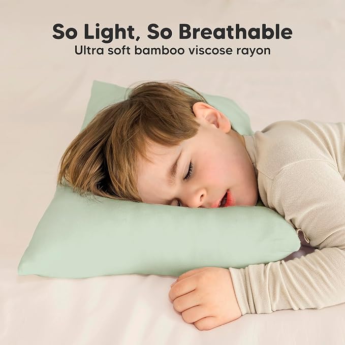 KeaBabies Toddler Pillow with Pillowcase - 13x18 My Little Cuddly Kids Travel Pillows for Sleeping, Nap, Viscose from Bamboo Nursery Pillowcase, Soft & Breathable, Toddler 2-5 Years Old (Sage)