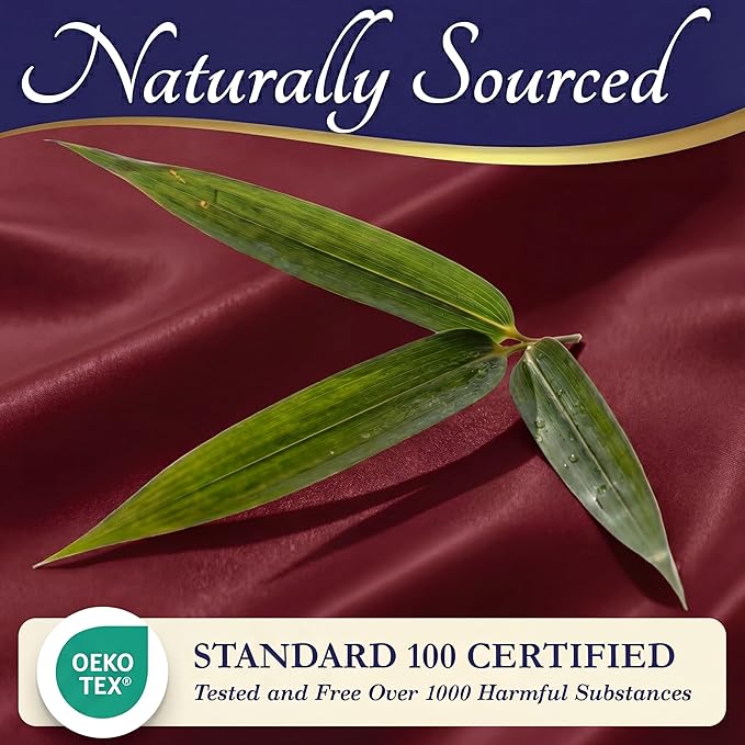 DECOLURE 100% Viscose Derived from Bamboo Sheets Queen Size - Luxury 4 Pc Naturally Cooling Sheets, Ultra Soft Bed Set - Deep 17" Pockets, Durable Double Stitching, Oeko Tex Standard (Burgundy)