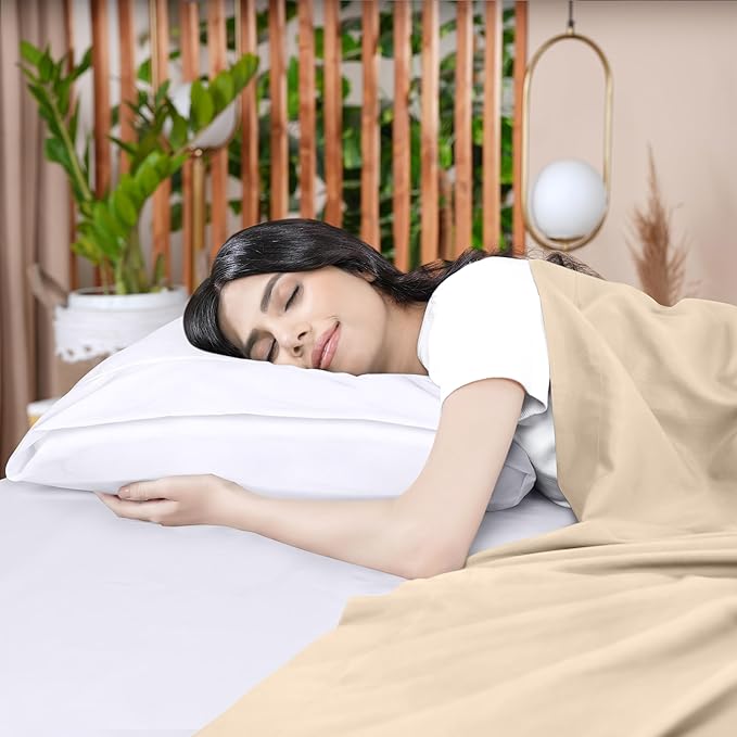 Utopia Bedding Flat Sheets - Pack of 6 - Soft Brushed Microfiber Fabric - Shrinkage & Fade Resistant Top Sheets - Easy Care (Queen, Beige)