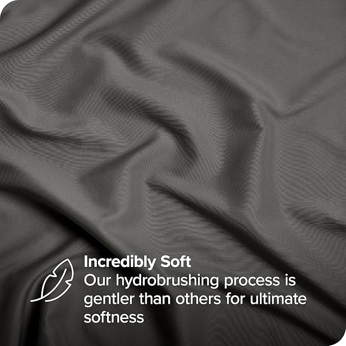Bare Home Bed-in-A-Bag 7 Piece Comforter & Sheet Set - Queen - Goose Down Alternative - Ultra-Soft 1800 Premium Bedding Set (Queen, Black/Grey)