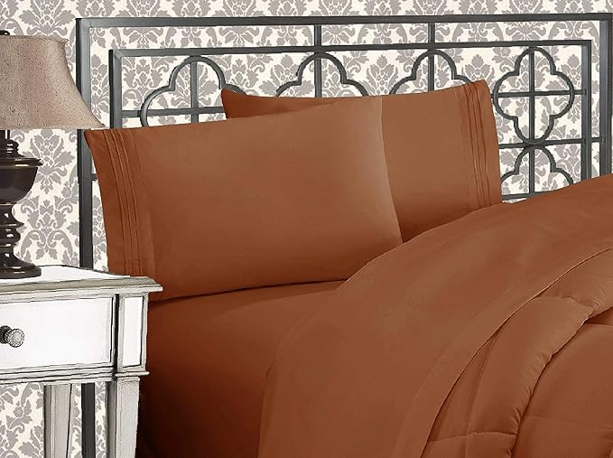 Elegant Comfort 1500 Premier Wrinkle & Fade Resistant Hotel Quality Ultra Soft Luxurious 4-Piece Bed Sheet Set with Deep Pockets, Twin/Twin XL Bronze