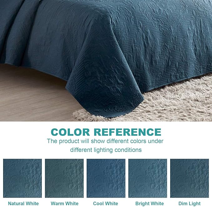 Hansleep Quilt Set Ultrasonic Lightweight Bed Decor Coverlet Set Comforter Bedding Cover Bedspread for All Season Use (Navy Blue, Full/Queen 90x96 inches)