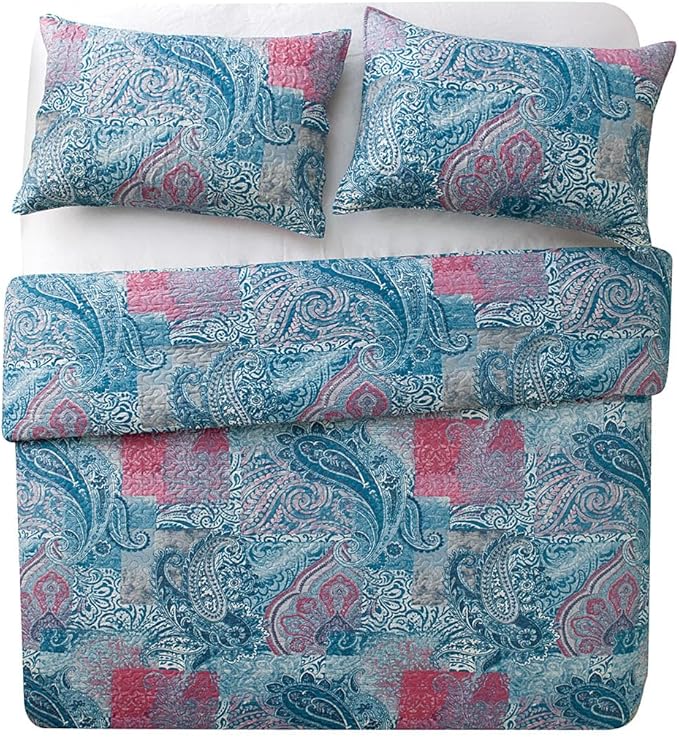 VCNY Home Quilt for King Size Bed - 3-Piece Bed Set, Lightweight Comforter Set Alternative, Bedspread Coverlet and Shams (Caroline, Taupe Bedding)