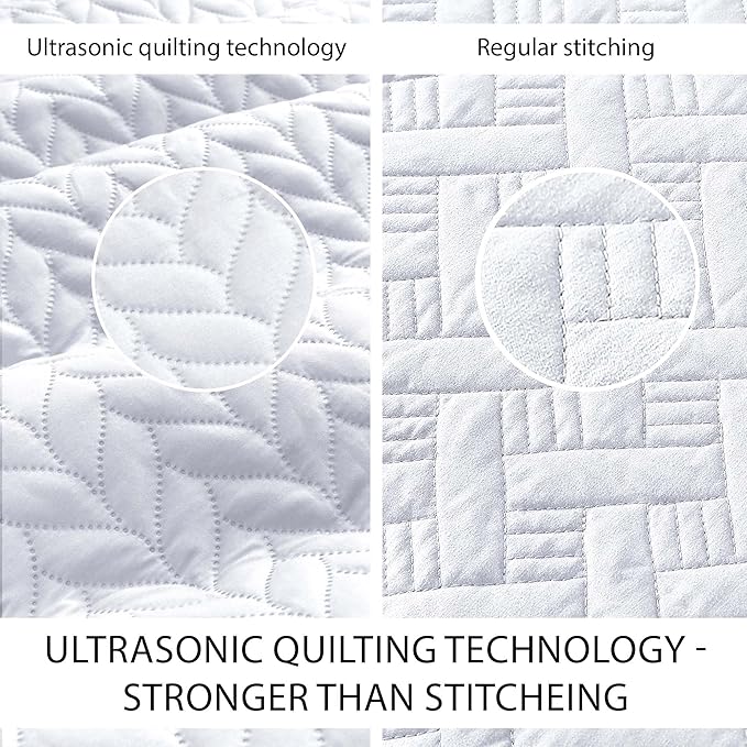 MOONLIGHT20015 California King 8 Pack Quilt Bedding Set Size (118"x106") + 2 Pillow Shams (20" x 36"+ 2") - 3 Pcs All Season Reversible Microfiber Coverlet Embossed Quilt Bedspread (White)