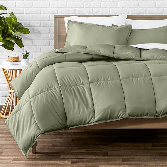 Bare Home Comforter Set - Full Size - Ultra-Soft - Goose Down Alternative - Premium 1800 Series - All Season Warmth (Full, Sage)