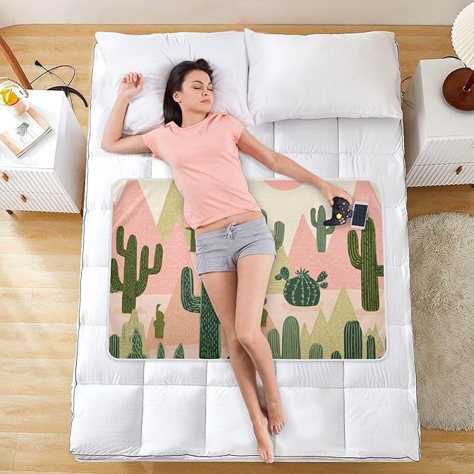 Waterproof Bed Pad Reusable Changing Pad Toddler Mattress Protector Large Pee Pad Baby Diaper Pad Soft Washable Liner Boho Cacti Mountains Sun
