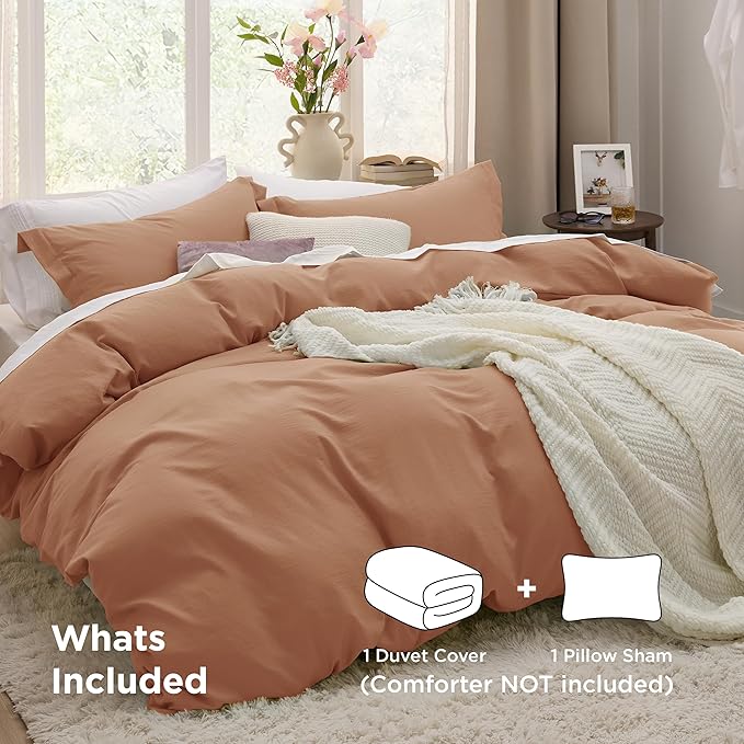 Bedsure Taupe Duvet Cover Twin/Twin XL Size - 2 Pieces Prewashed Cotton-Like Polyester Extra Soft Bedding Set, Includes 1 Twin Duvet Cover 68''x90'' with Zipper Closure & 1 Pillow Sham, No Comforter