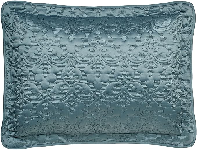Cambridge Classic Luxury Bedding | Bold Blue Shadow Solid Color Polyester Satin | Elaborate Damask Quilting | Fitted, Oversized 24 Inch Drop | 3 Piece Bed Set Includes King Bedspread and 2 King Shams