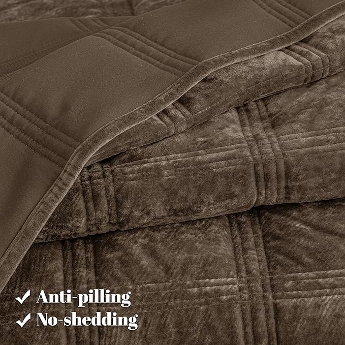 PHF Ultra Soft Velvet Quilt Set King Size – 3PCS Luxurious Cozy Quilted Comforter Alternative with Diamond Pattern, Warm Quilted Bedspread Coverlet, 108" x 92", Cub