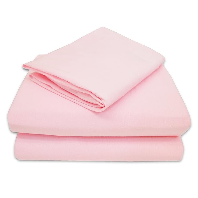 American Baby Company 28" x 52" 100% Natural Cotton Jersey Knit Toddler/Crib Sheet Set – 3-Piece Soft & Breathable Crib/Toddler Bedding Set, Pink, for Girls and Boys