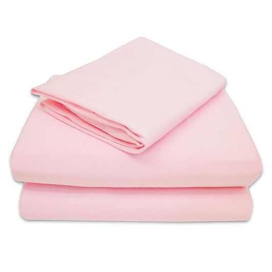 American Baby Company 28" x 52" 100% Natural Cotton Jersey Knit Toddler/Crib Sheet Set – 3-Piece Soft & Breathable Crib/Toddler Bedding Set, Pink, for Girls and Boys
