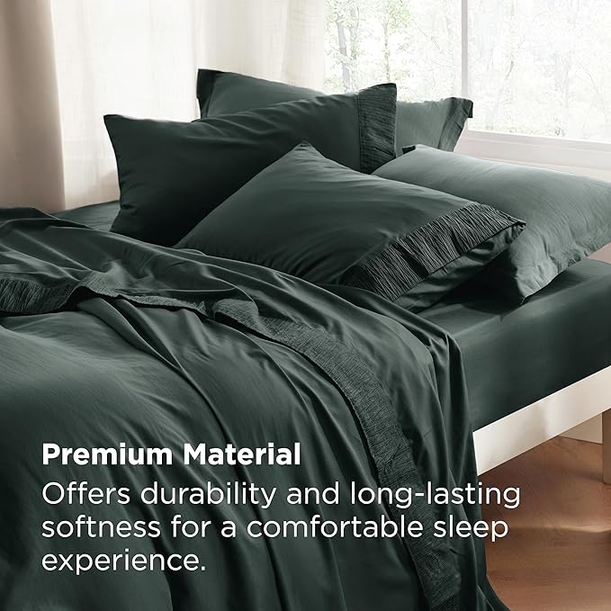 Bedsure King Size Sheets Set - 4 Pieces Soft King Sheets - Breathable & Cooling - Hotel Luxury - Easy Care Polyester Microfiber Bedding for Women, Men, Forest Green