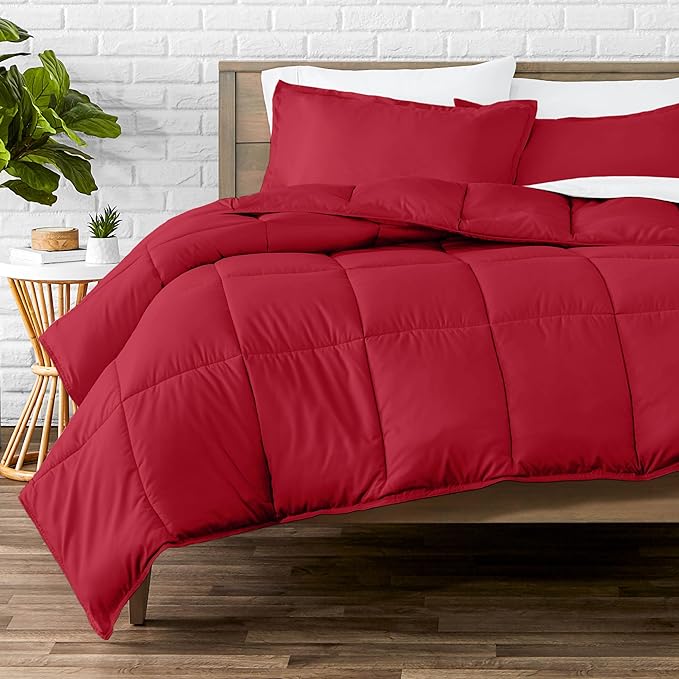 Bare Home Comforter Set - King/California King Size - Ultra-Soft - Goose Down Alternative - Premium 1800 Series - All Season Warmth (King/Cal King, Red)