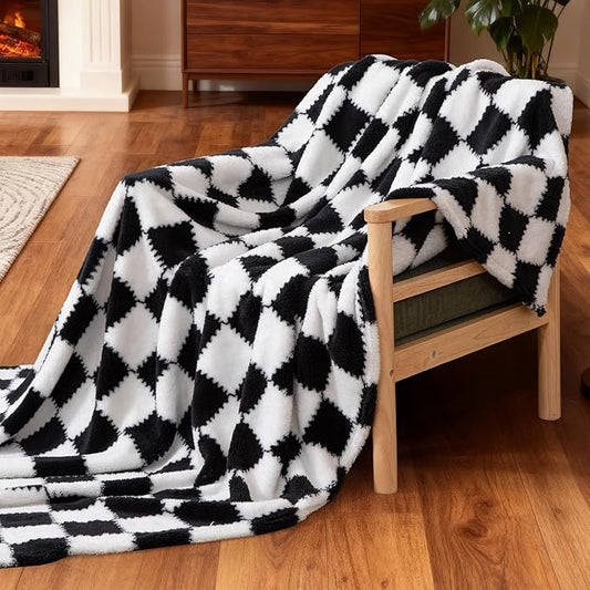 Ultra Soft Jacquard Shaggy Fleece Throw Blanket, Lightweight Warm and Plush, Cozy Couch and Travel Blanket, Multiple Colors and Sizes, Year Round Comfort
