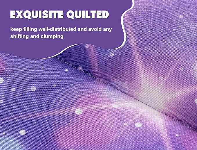 Meeting Story 3pcs Kids Comforter Set Zip up Bedding Set for Girls,Twin Kid Bedding Set Gradient Comforter Set for Kid,All in one Zipper Bedding（BluePurple,Twin）