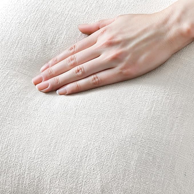 MIULEE Decorative Throw Pillow Covers Neutral Linen Fringe Throw Pillows Euro Shams Set of 2 White Boho Farmhouse Cushion Covers for Couch Sofa Bed Living Room Spring Home Decor 22x22 Inch