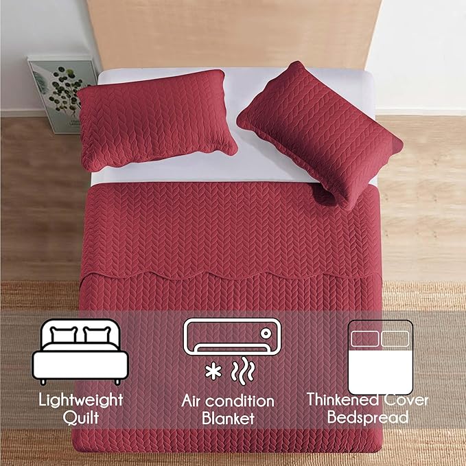IR Imperial Rooms 8 Pack Quilt King Size Bedding (106" x 96") - Bulk Wholesale for Hotels, Guest Bedroom & Airbnbs - Lightweight Microfiber Reversible Embossed Quilts Bedspread (Burgundy)