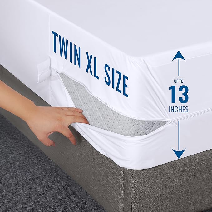 Utopia Bedding Mattress Protector Zippered Twin XL Size, 100% Waterproof Bed Bug and Dust Mite Proof Mattress Encasement, Absorbent 6 Sided Mattress Cover