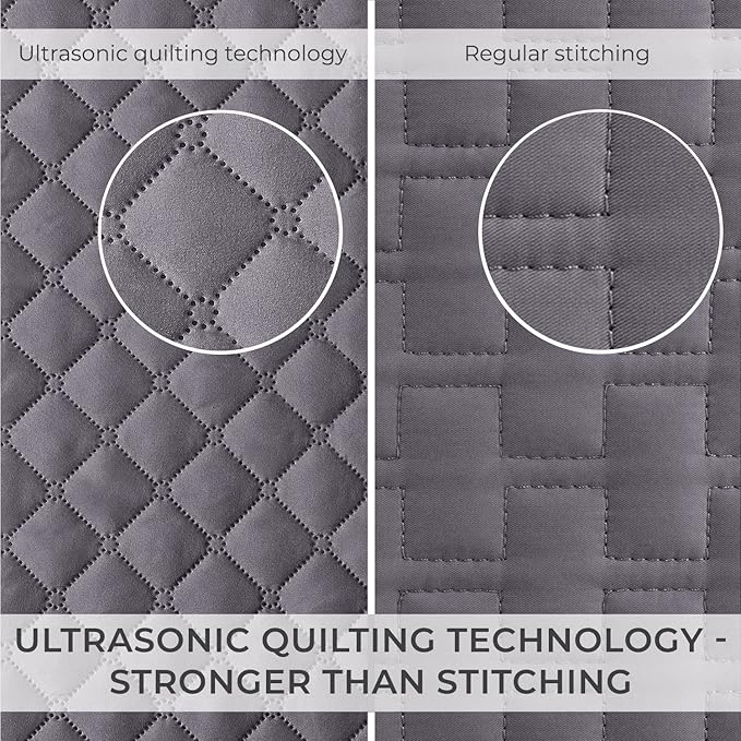 Mellanni Twin Bedspread Coverlet Set - Bedding Cover with Sham - Ultrasonic Quilting Technology - 2 Piece Oversized Quilt Set - Bedspreads & Coverlets (Twin, Rosette Gray)