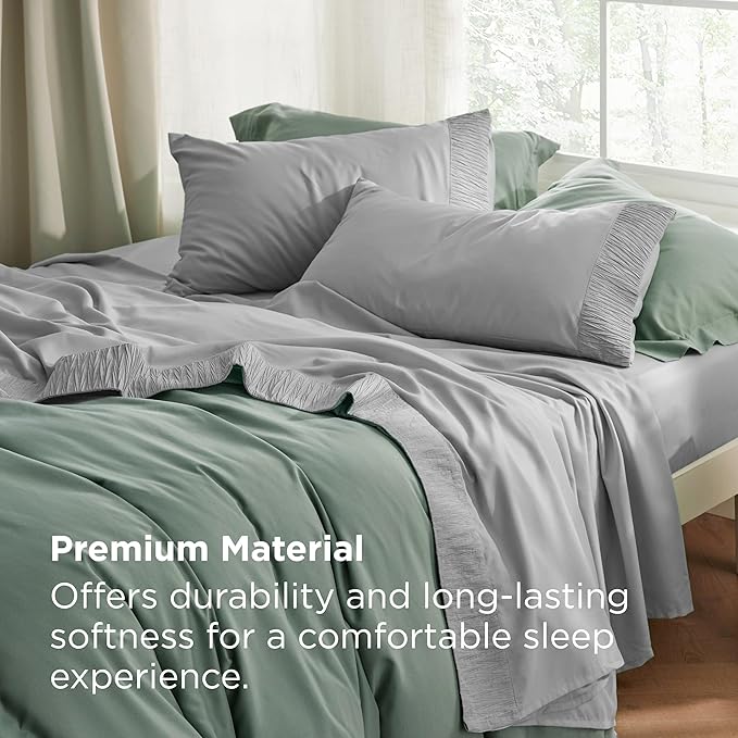 Bedsure King Size Sheets Set - 4 Pieces Soft King Sheets - Breathable & Cooling - Hotel Luxury - Easy Care Polyester Microfiber Bedding for Women, Men, Grey