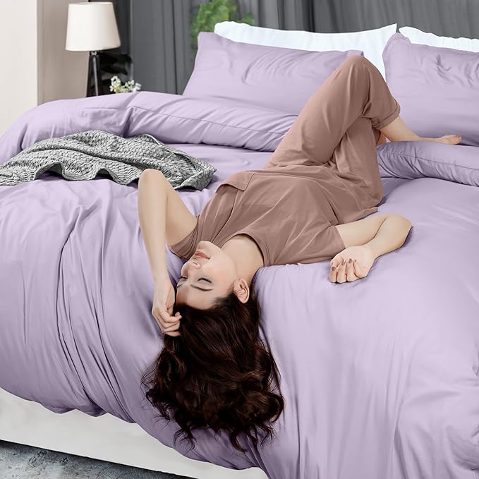 Utopia Bedding Duvet Cover Full Size - 3 Piece with Zipper Closure - 1 Comforter Cover 80X90 Inches & 2 Pillow Shams 20X26 Inches (Lavender) Comforter Not Included