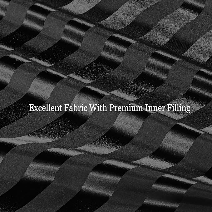 Whale Flotilla 2-Piece Reversible Silky Soft Twin Size Comforter Set, Luxury Stripe Satin Comforter Bedding Set with Satin Pillowcase, Lightweight Duvet for All Seasons, Black