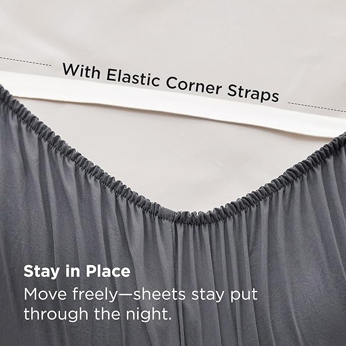 Bedsure Deep Pocket Twin Sheets - 4 Piece, Prewashed Ultra-Soft Twin Sheets Set, Fits Mattresses Up to 18 Inches Thick, Breathable & Secure Fit, Hotel Luxury Bedding, Grey