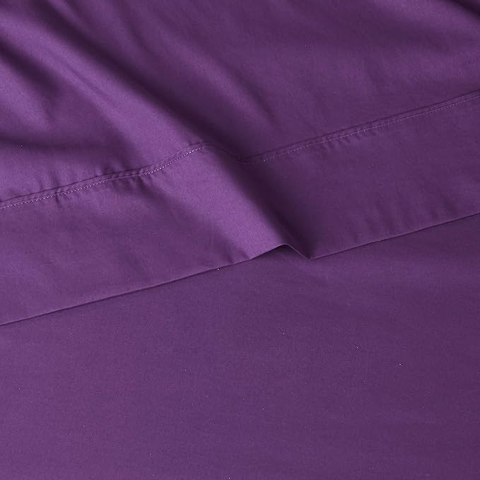 Amazon Basics Lightweight Super Soft Breathable Wrinkle-Free Microfiber 3-Piece Bed Sheet Set with 14-Inch Deep Pockets,Twin,Plum,Solid,(Pack of 4)